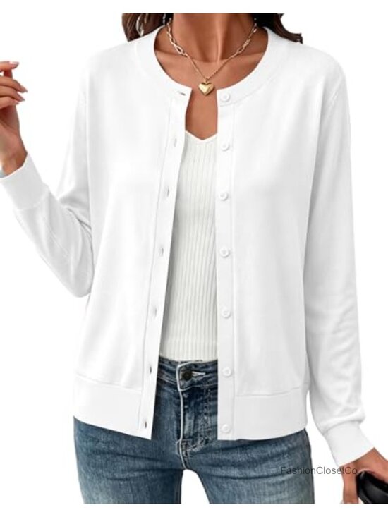 Sweaters - Womens Long Sleeve Button Down Cardigan Soft Knit Lightweight